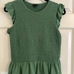 Ann Taylor Green Ruffle Shirt